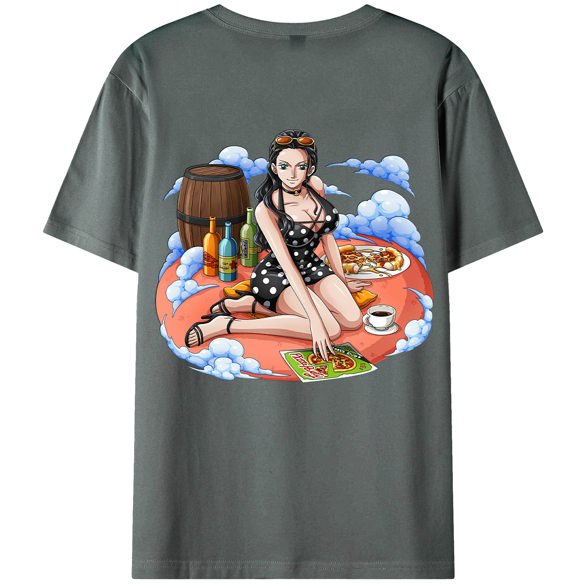 ワンピース ニコ・ロビン ONE PIECE Nico Robin 綿100％ メンズ半袖Tシャツ（バックプリント） 通気性